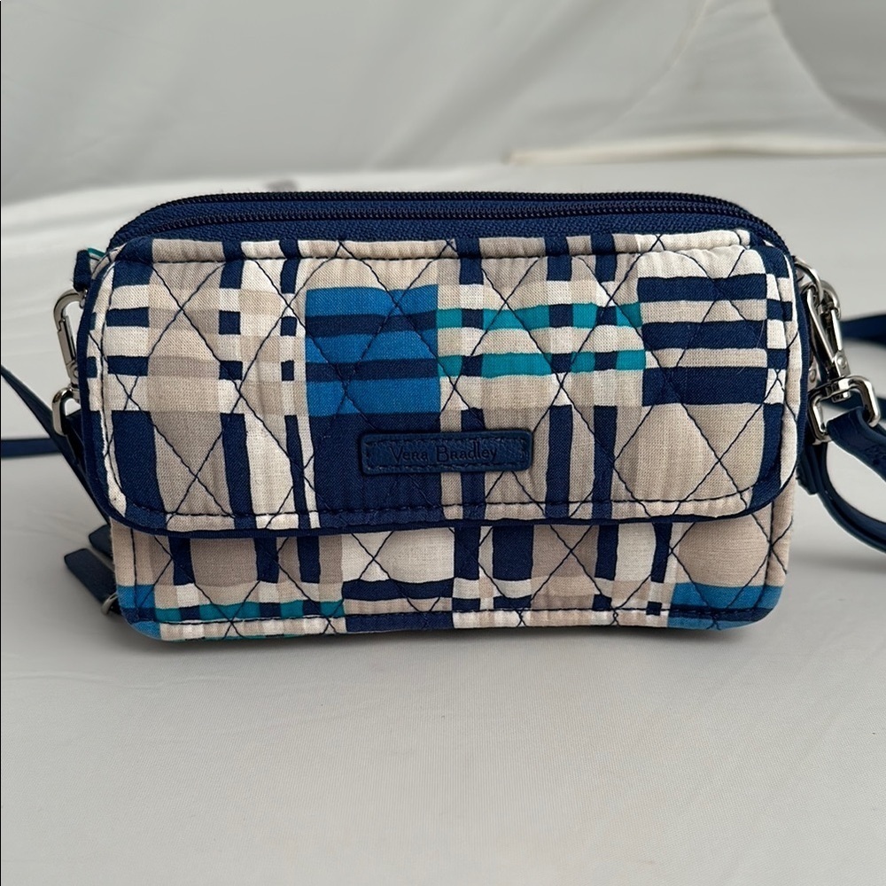 Vera Bradley Santiago Woven multicolor blue RFID All-In-One crossbody wristlet